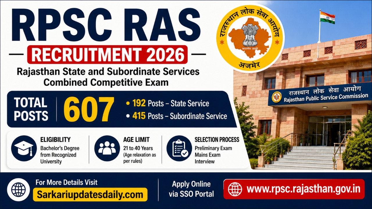 RPSC RAS Recruitment 2026 Apply Online for 607 Posts