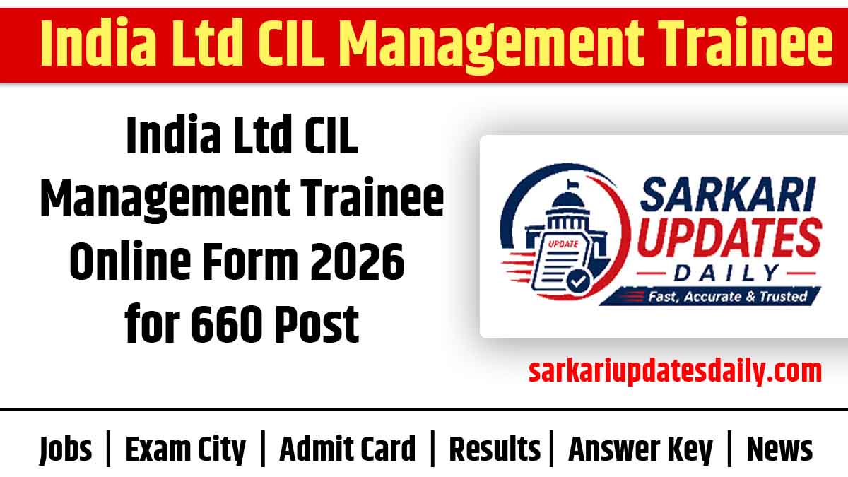 Coal India CIL Management Trainee Online Form 2026 for 660 Posts