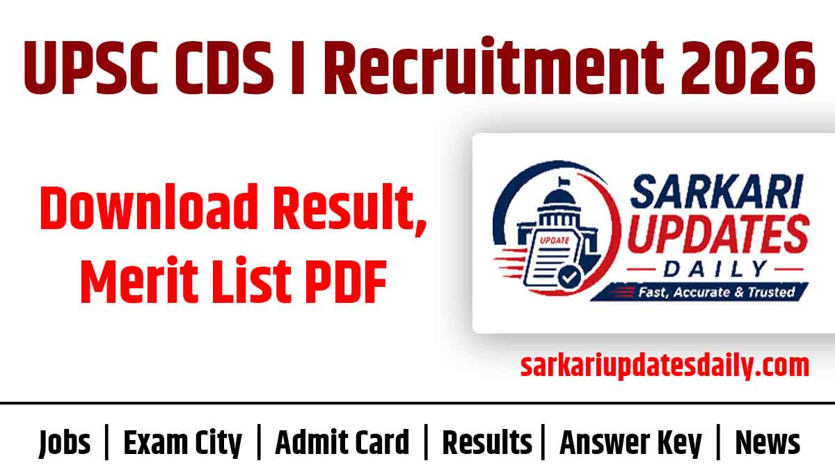 UPSC CDS I Recruitment 2026 Result Download